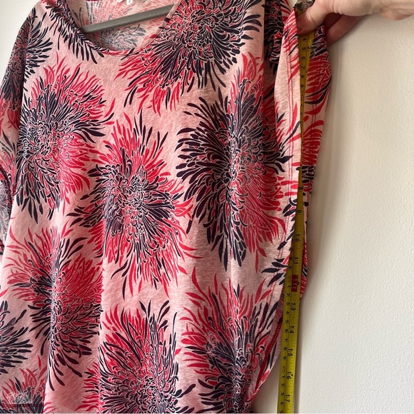 Cleo Pink Floral Vacation Blouse Sz S Lightweight Resort Top Drawstring Tunic - Picture 10 of 15